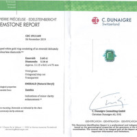 3.60 Ct. Emerald Natural Diamond Halo Ring, 18K White Gold Scan Report