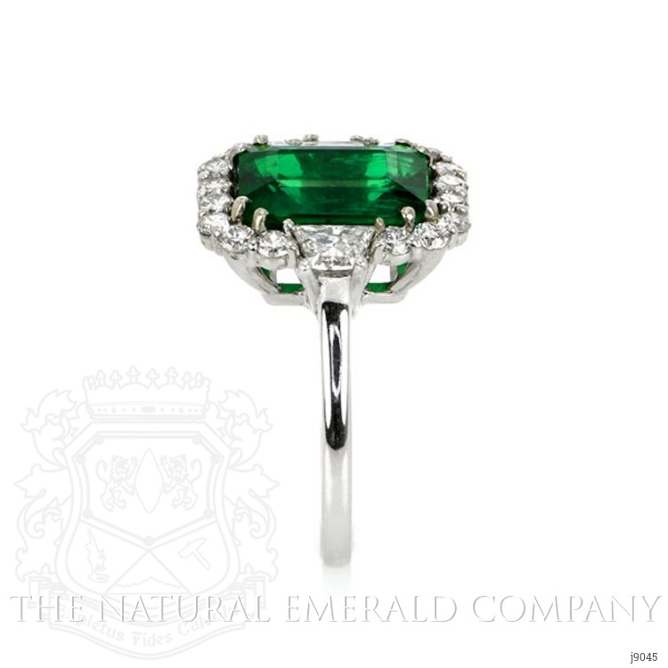 3.60 Ct. Emerald Natural Diamond Halo Ring, 18K White Gold