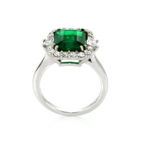 3.60 Ct. Emerald Natural Diamond Halo Ring, 18K White Gold Image