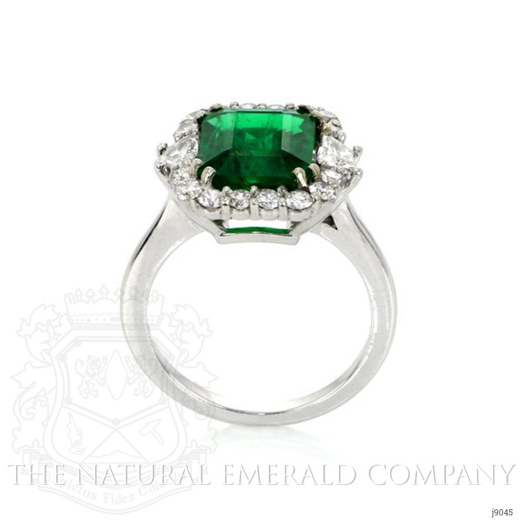 3.60 Ct. Emerald Natural Diamond Halo Ring, 18K White Gold