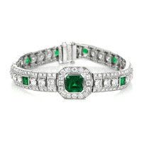 2.82 Ct.Tw. Emerald Natural Diamond Accent Stones Bracelet, Platinum 950 Video