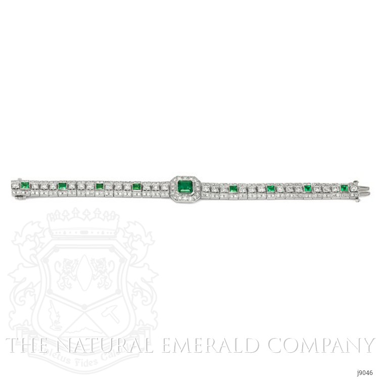 2.82 Ct.Tw. Emerald Natural Diamond Accent Stones Bracelet, Platinum 950
