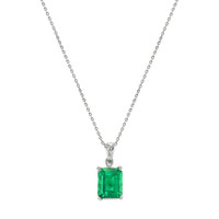 1.88 Ct. Emerald and Diamond Pendant, Platinum 950 Image