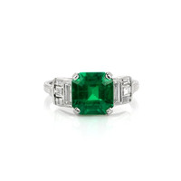 2.30 Ct. Emerald Natural Diamond Accent Stones Ring, Platinum 950 Video