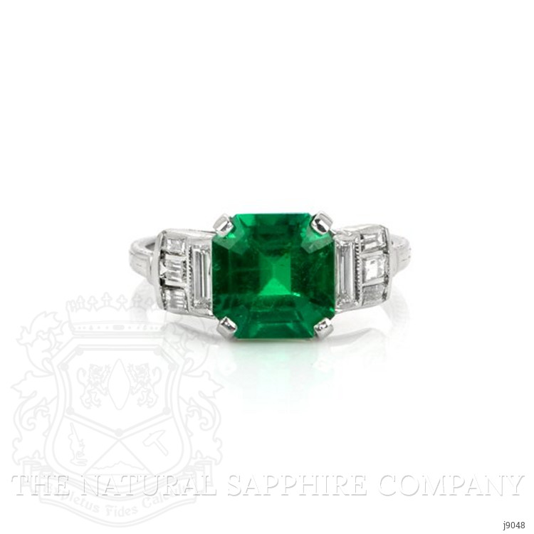 2.30 Ct. Emerald Natural Diamond Accent Stones Ring, Platinum 950