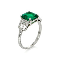 2.30 Ct. Emerald Natural Diamond Accent Stones Ring, Platinum 950 Image