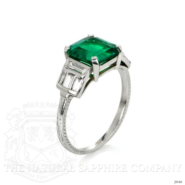 2.30 Ct. Emerald Natural Diamond Accent Stones Ring, Platinum 950