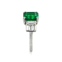 2.30 Ct. Emerald Natural Diamond Accent Stones Ring, Platinum 950 Image