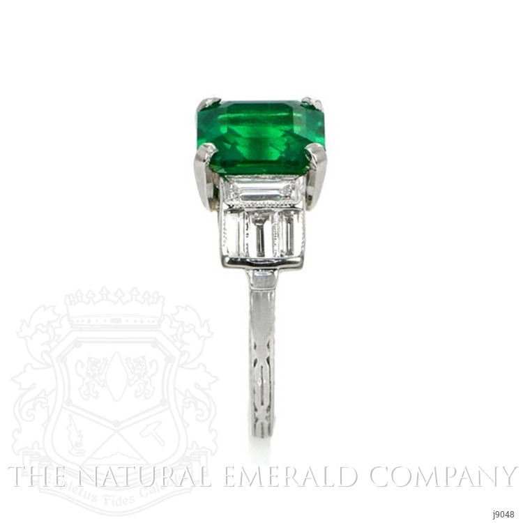 2.30 Ct. Emerald Natural Diamond Accent Stones Ring, Platinum 950