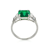 2.30 Ct. Emerald Natural Diamond Accent Stones Ring, Platinum 950 Image