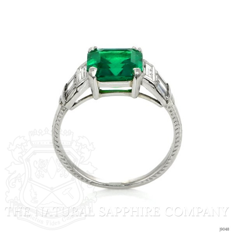 2.30 Ct. Emerald Natural Diamond Accent Stones Ring, Platinum 950