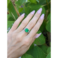 2.30 Ct. Emerald Natural Diamond Accent Stones Ring, Platinum 950 Life Style