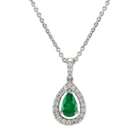 0.63 Ct. Emerald Natural Diamond Pendant, 18K White Gold Video