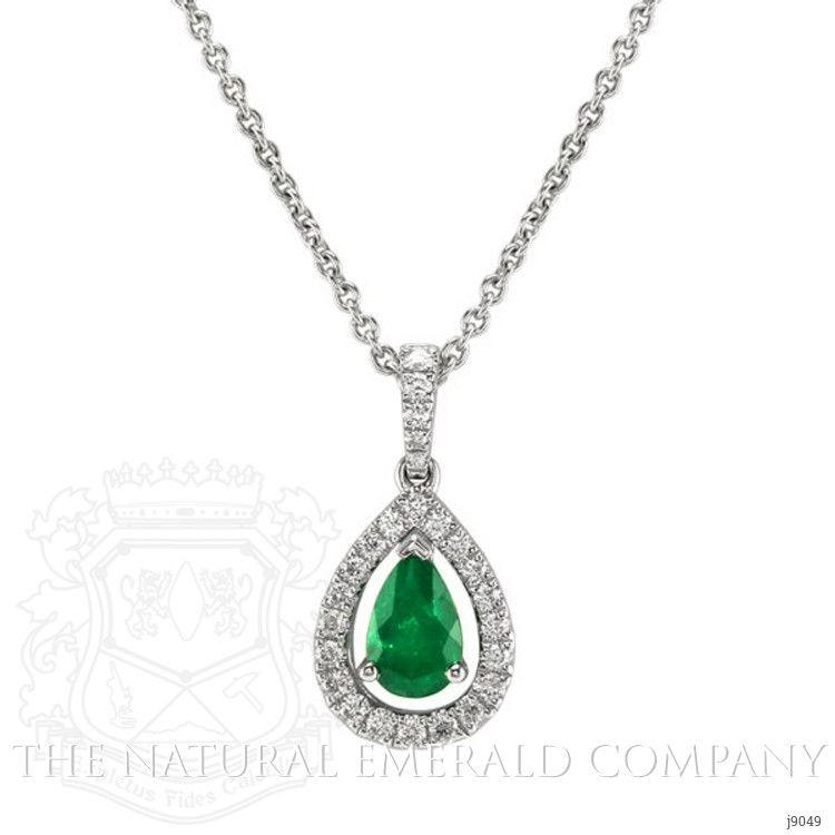 0.63 Ct. Emerald Natural Diamond Pendant, 18K White Gold