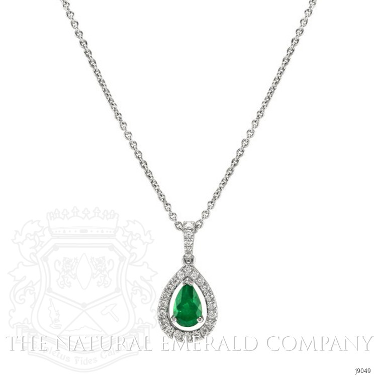 0.63 Ct. Emerald Natural Diamond Pendant, 18K White Gold