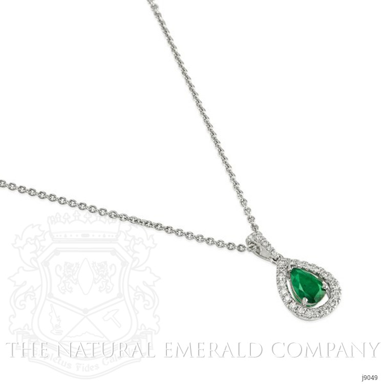 0.63 Ct. Emerald Natural Diamond Pendant, 18K White Gold