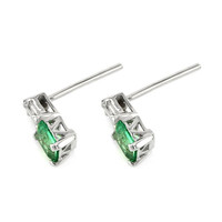 0.64 Ct.Tw. Emerald Natural Diamond Earrings, 18K White Gold Image