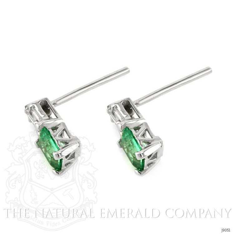 0.64 Ct.Tw. Emerald Natural Diamond Earrings, 18K White Gold