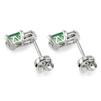 0.64 Ct.Tw. Emerald Natural Diamond Earrings, 18K White Gold Image