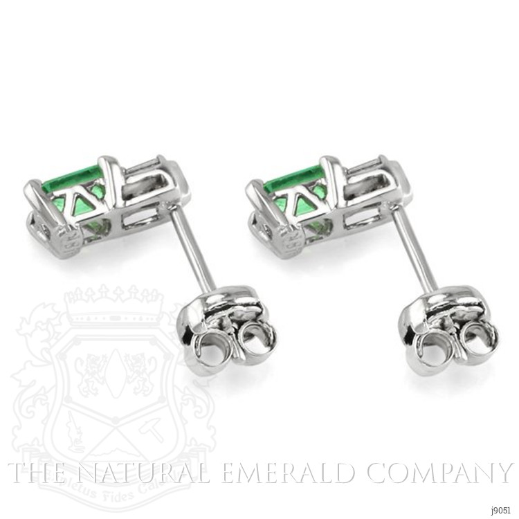 0.64 Ct.Tw. Emerald Natural Diamond Earrings, 18K White Gold