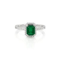 0.97 Ct. Emerald and Diamond Ring, 18K White Gold Video