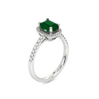 0.97 Ct. Emerald and Diamond Ring, 18K White Gold Image