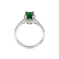 0.97 Ct. Emerald and Diamond Ring, 18K White Gold Image