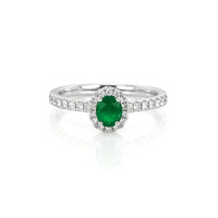 0.42 Ct. Emerald and Diamond Ring, 18K White Gold Video
