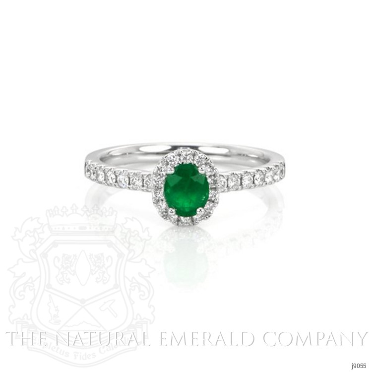 0.42 Ct. Emerald Natural Diamond Ring, 18K White Gold