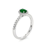 0.42 Ct. Emerald Natural Diamond Ring, 18K White Gold Image