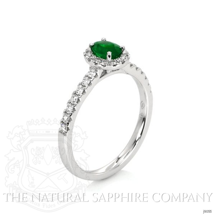 0.42 Ct. Emerald Natural Diamond Ring, 18K White Gold