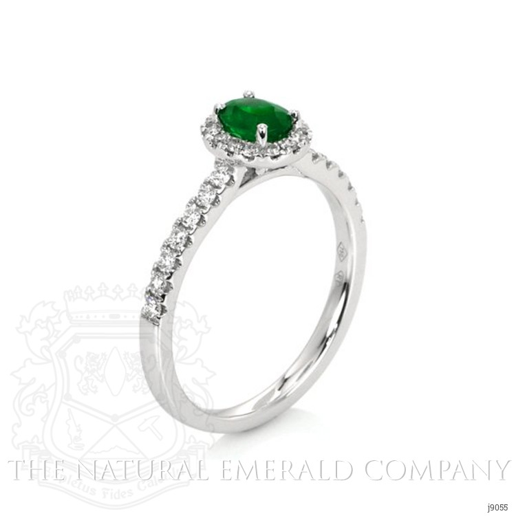 0.42 Ct. Emerald Natural Diamond Ring, 18K White Gold