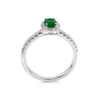 0.42 Ct. Emerald Natural Diamond Ring, 18K White Gold Image