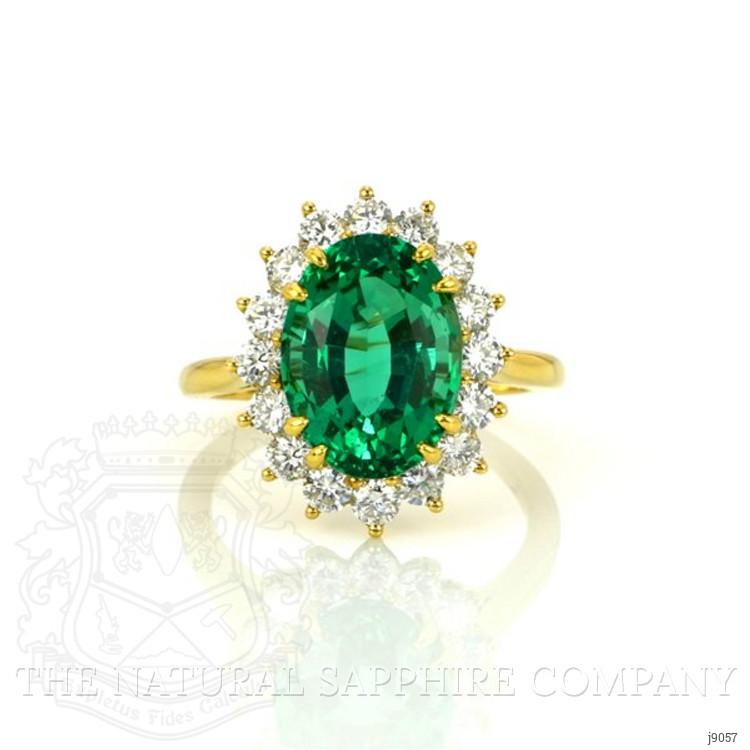 4.50 Ct. Emerald Natural Diamond Ring, 18K White Gold