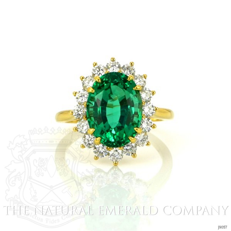 4.50 Ct. Emerald Natural Diamond Ring, 18K White Gold