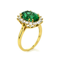 4.50 Ct. Emerald Natural Diamond Ring, 18K White Gold Image