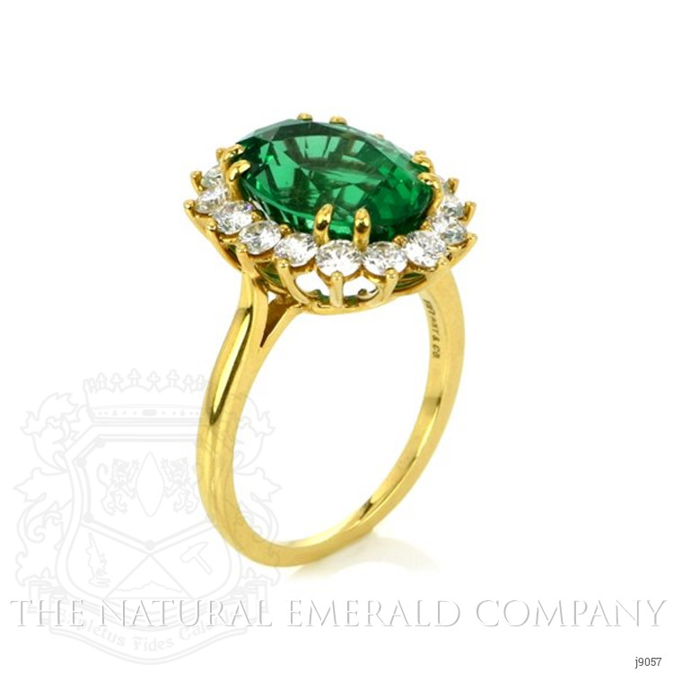 4.50 Ct. Emerald Natural Diamond Ring, 18K White Gold