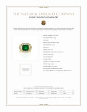 3.65 Ct. Emerald Natural Diamond Antique Style Ring, 18K Yellow Gold Scan Report