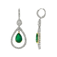 6.31 Ct.Tw.Total Carat Weight Emerald and Diamond Earrings, 18K White Yellow Image