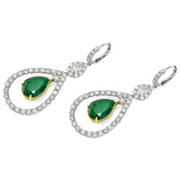 6.31 Ct.Tw.Total Carat Weight Emerald and Diamond Earrings, 18K White Yellow Image