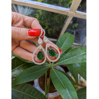 6.31 Ct.Tw.Total Carat Weight Emerald and Diamond Earrings, 18K White Yellow Life Style