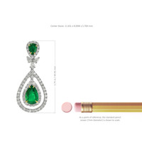 7.19 Ct.Tw. Emerald Natural Diamond Pave Earrings, 14K White & Yellow Image