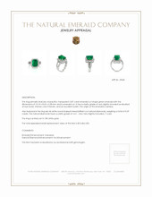 3.87 Ct. Emerald and Natural Diamond Pave Ring, 18K White Gold Appraisal