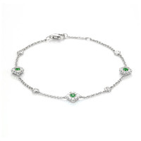 0.16 Ct.Tw. Emerald Natural Diamond Accent Stones Bracelet, 14K White Gold Video