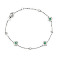 0.16 Ct.Tw. Emerald Natural Diamond Accent Stones Bracelet, 14K White Gold Image