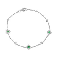 0.16 Ct.Tw. Emerald Natural Diamond Accent Stones Bracelet, 14K White Gold Image