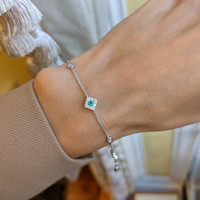 0.16 Ct.Tw. Emerald Natural Diamond Accent Stones Bracelet, 14K White Gold Life Style