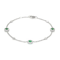 0.31 Ct.Tw. Emerald Natural Diamond Accent Stones Bracelet, 14K White Gold Video