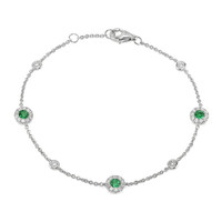0.31 Ct.Tw. Emerald Natural Diamond Accent Stones Bracelet, 14K White Gold Image