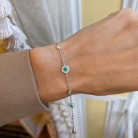 0.31 Ct.Tw. Emerald Natural Diamond Accent Stones Bracelet, 14K White Gold Life Style
